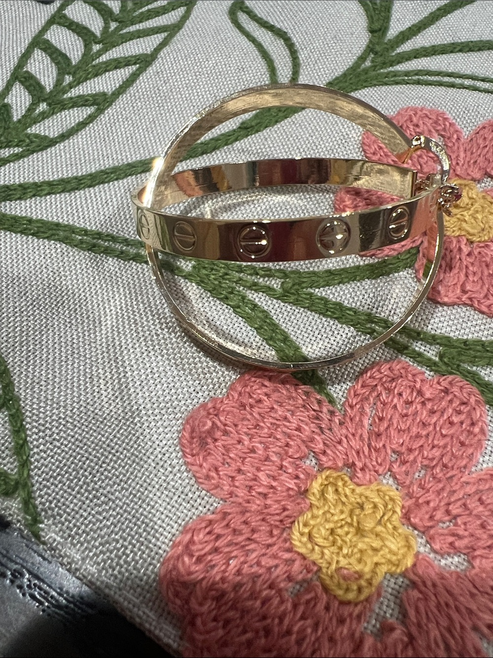 Gold-Tone Hoop Earrings with Screw Motif - Women's Jewelry
